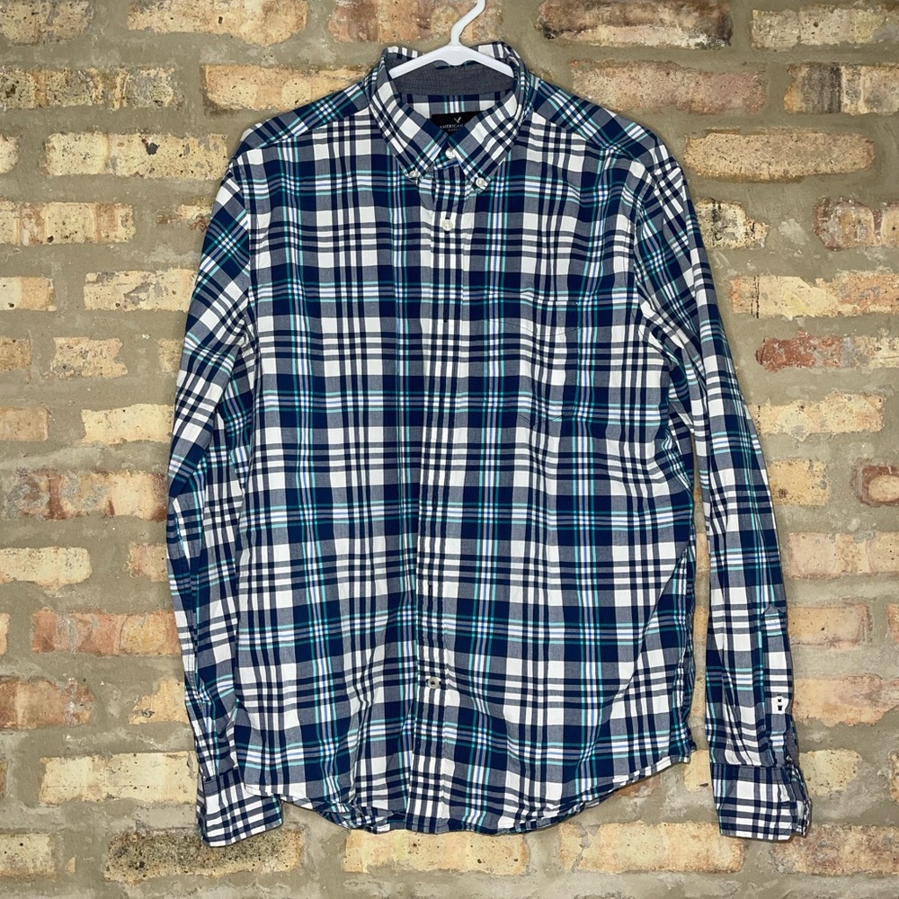 American Eagle plaid button down.